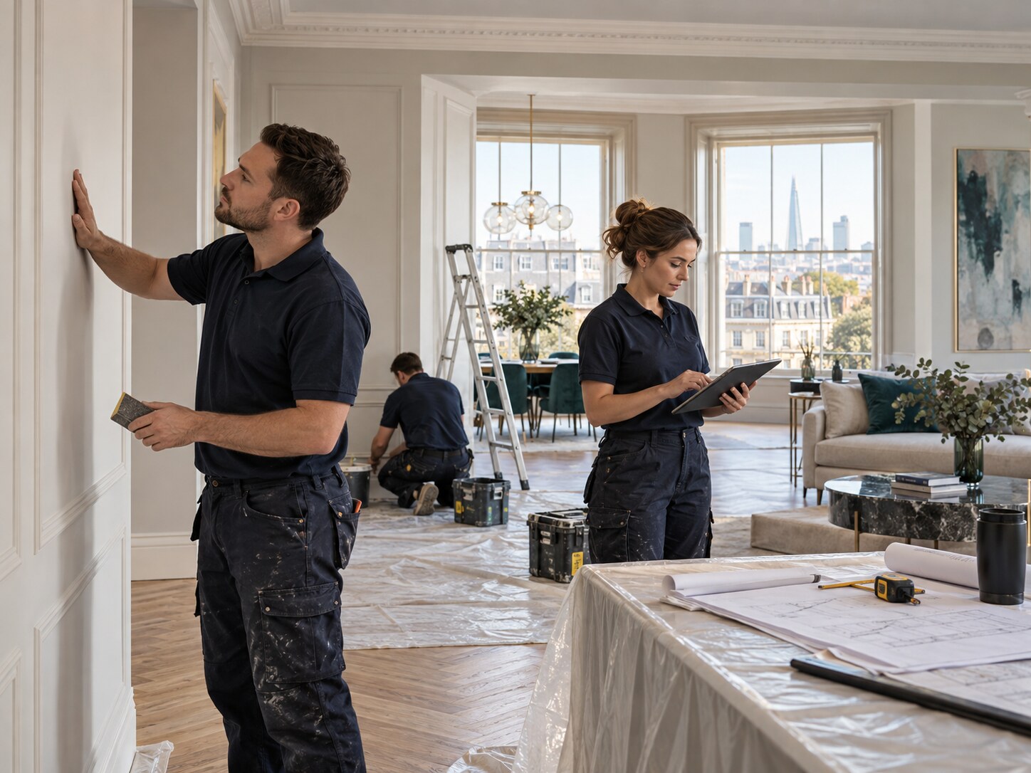 MaintNation renovation team reviewing work in a London interior